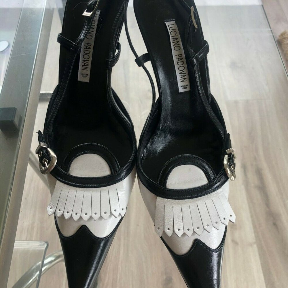 **RARE**LUCIANO PADOVAN POINTED TOE BLACK/WHITE CLASSIC - Picture 3 of 10